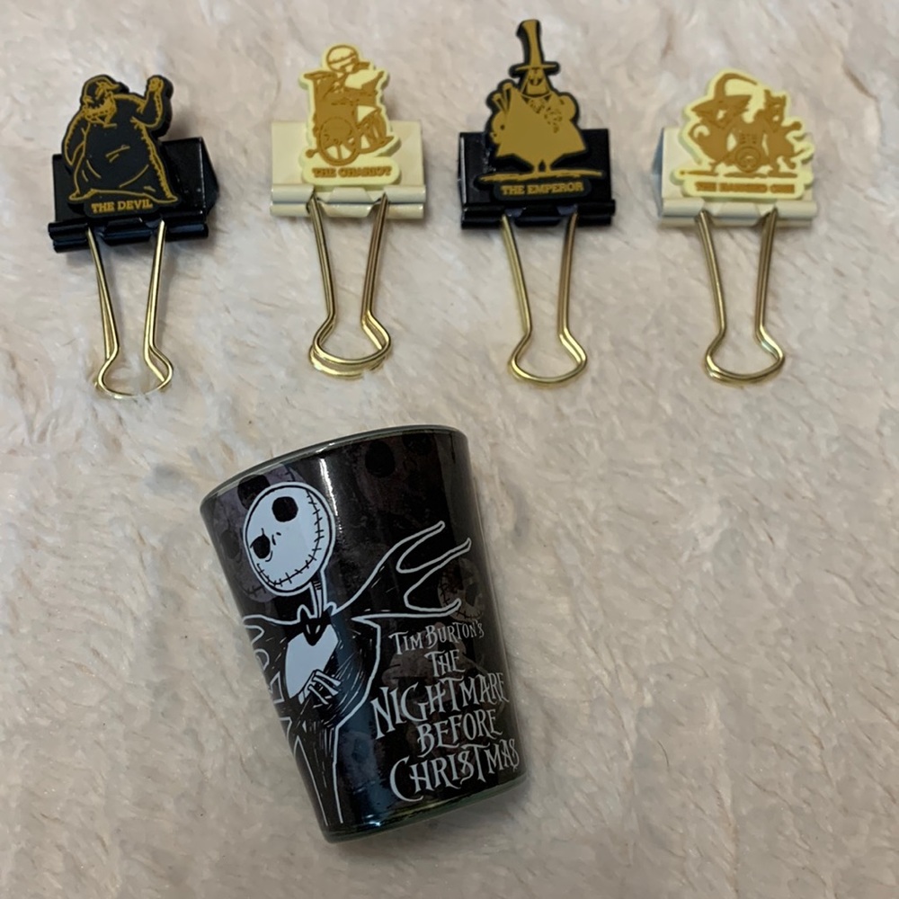 Nightmare Before Christmas Binder Clips & Shot Glass
